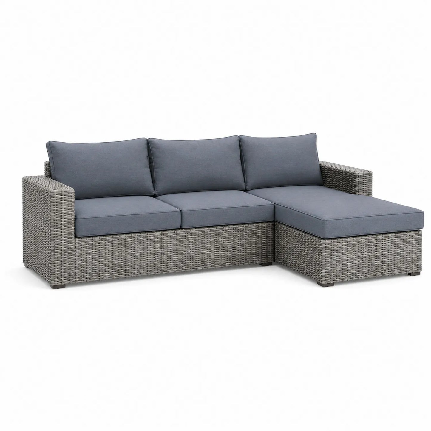 Zestaw mebli ogrodowych sofa narożna L rattan PE aluminium szary jasnoszary bez danych o wymiarach