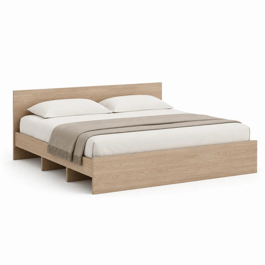 Łóżko ramowe 160 x 200 cm 166 x 205 x 85 cm MDF i płyta wiórowa laminowana dąb naturalny prostokątne jasne drewno