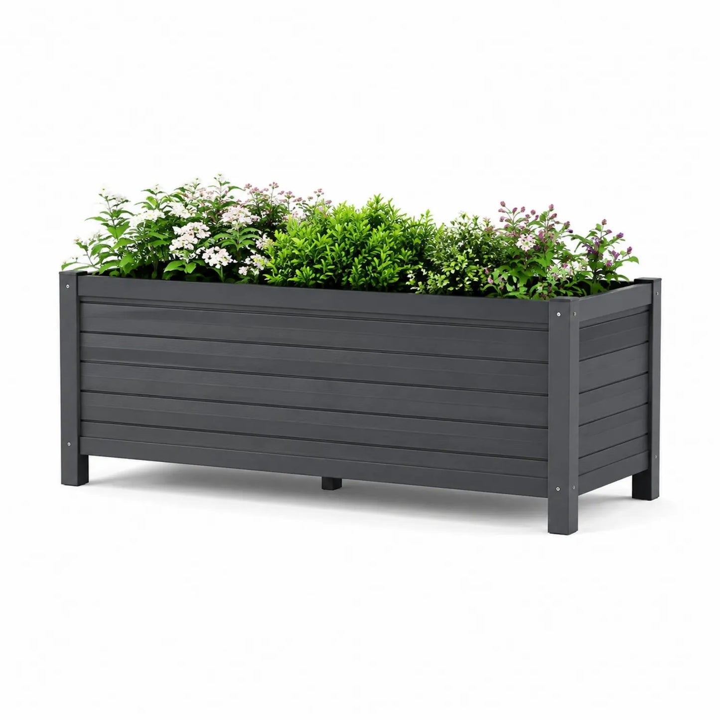 Donica ogrodowa podłużna prostokątna stal malowana proszkowo ciemnoszara 120 cm 40 cm 45 cm system modułowy