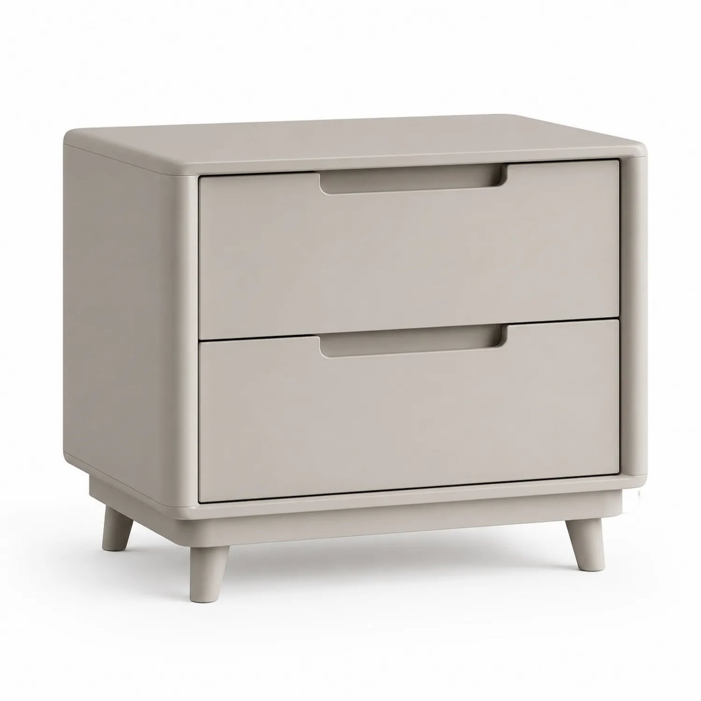 Szafka nocna 50 x 40 x 55 cm MDF beżowa taupe 2 szuflady zaokrąglona forma drewniane nogi