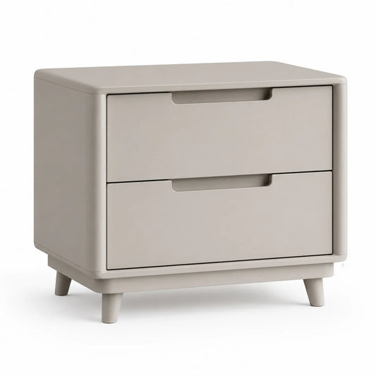 Szafka nocna 50 x 40 x 55 cm MDF beżowa taupe 2 szuflady zaokrąglona forma drewniane nogi