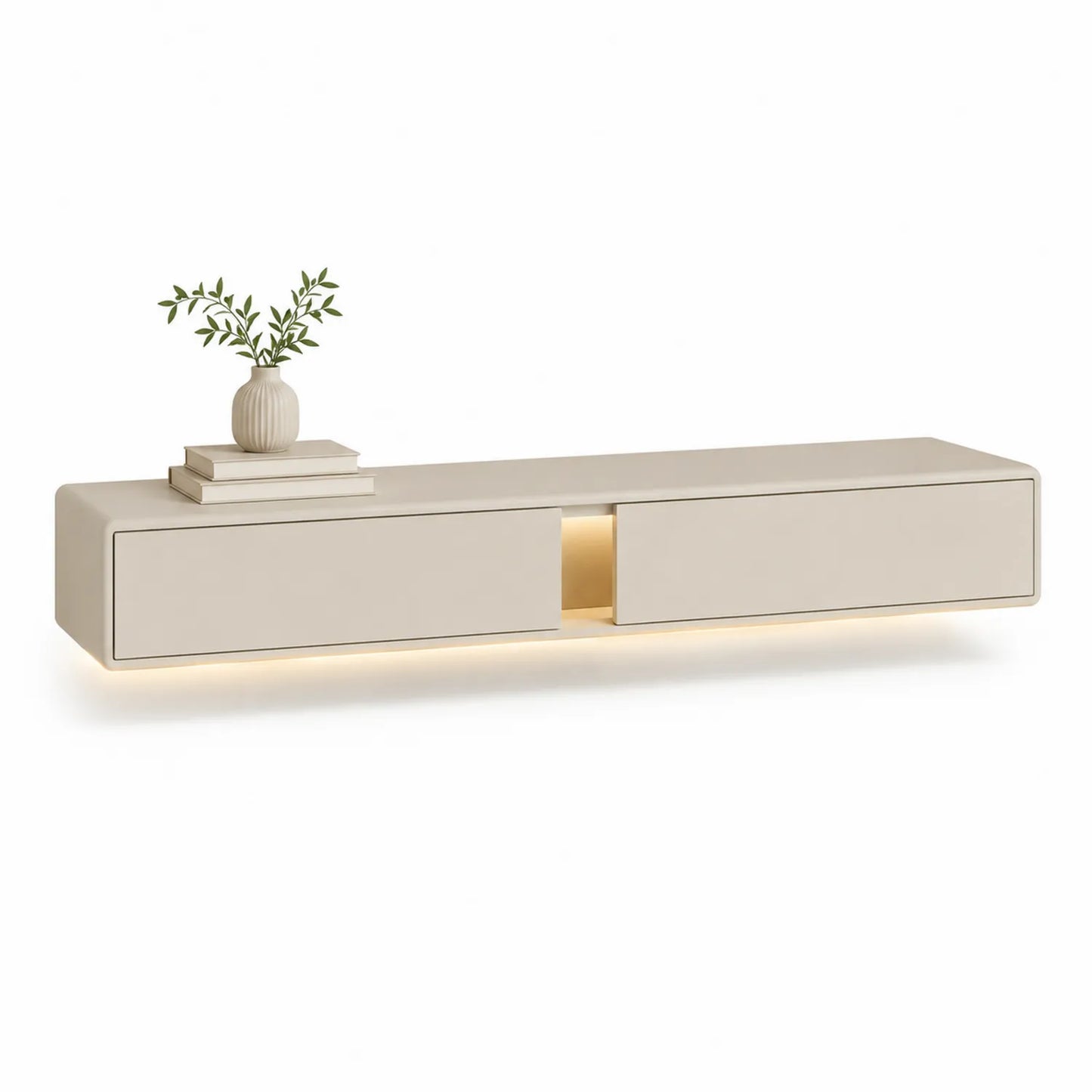 Szafka RTV LED 180 x 40 x 45 cm MDF beżowa naturalne drewno z podświetleniem LED