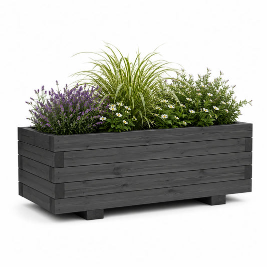 Donica ogrodowa skrzynia prostokątna drewniana sosna 120 cm szara 120x40x45 cm