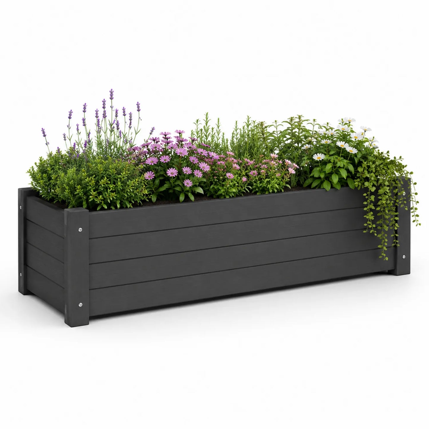 Donica ogrodowa prostokątna WPC ciemnoszara 120 cm 40 cm 45 cm skrzynia na rośliny