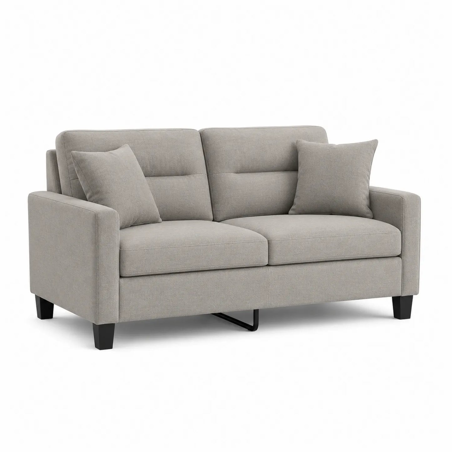 Sofa dwuosobowa 180 cm x 85 cm x 85 cm tapicerowana jasnoszara tkanina poliester drewniana rama czarne nogi prostokątna