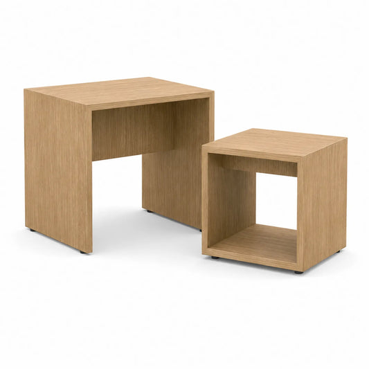Zestaw stolików kawowych 80 cm x 40 cm x 45 cm i 40 cm x 40 cm x 40 cm MDF laminowany dąb naturalny prostokątny i kwadratowy 2 sztuki